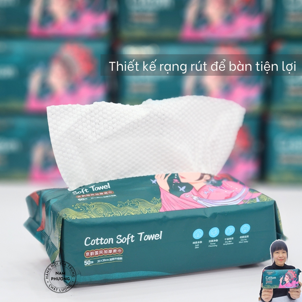 Khăn Mặt Khô Gói Rút Để Bàn Minaier 50 Khăn Dùng 1 Lần Có Thể Thay Thế Bông Tẩy Trang K57