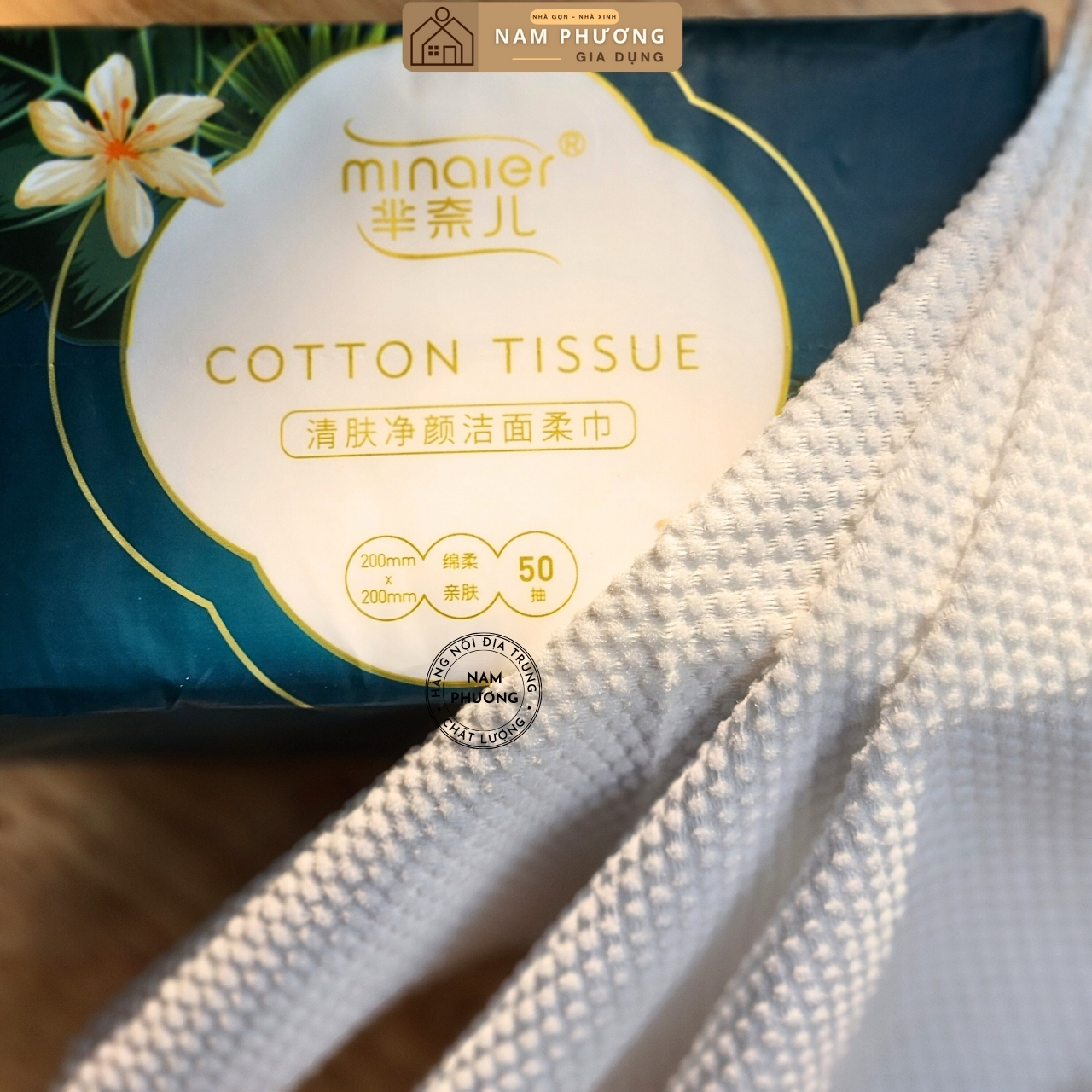Khăn Mặt Khô Đa Năng Minaier Mẫu Hoa Gói Để Bàn 50 Khăn Dày Êm K57-H