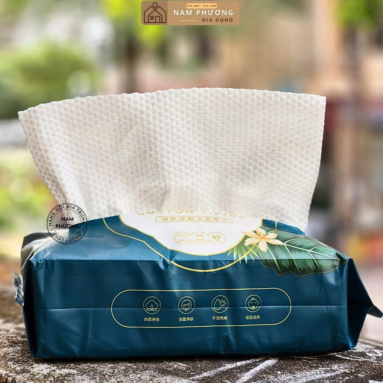 Khăn Mặt Khô Đa Năng Minaier Mẫu Hoa Gói Để Bàn 50 Khăn Dày Êm K57-H