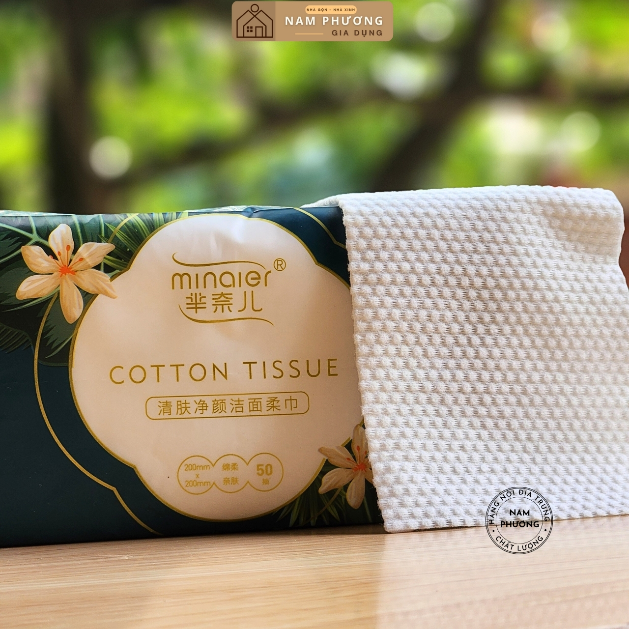 Khăn Mặt Khô Đa Năng Minaier Mẫu Hoa Gói Để Bàn 50 Khăn Dày Êm K57-H