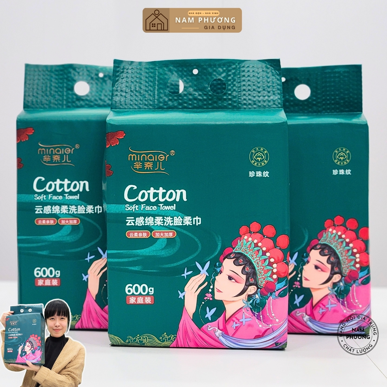 Khăn Mặt Khô Đa Năng Dạng Rút Treo Tường Minaier Bịch 600 gram 170 Khăn To Hơn, Dày Hơn K55