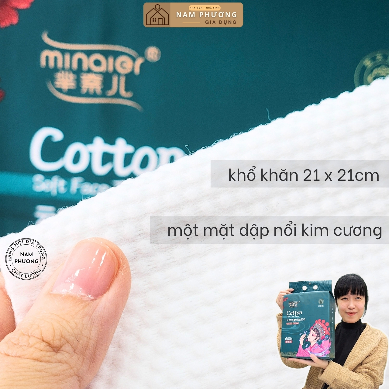 Khăn Mặt Khô Đa Năng Dạng Rút Treo Tường Minaier Bịch 600 gram 170 Khăn To Hơn, Dày Hơn K55