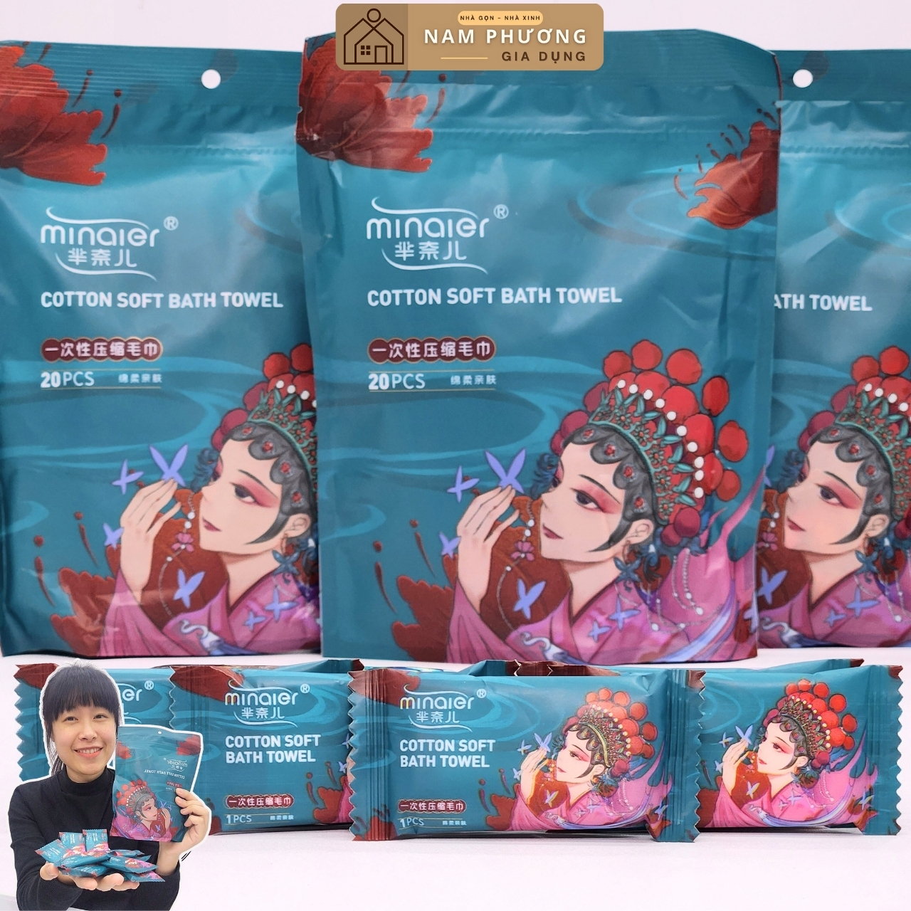Khăn Nén Du Lịch Minaier Gói 20 Chiếc 24 x 30cm Nhỏ Gọn Tiện Lợi Mềm Êm K75