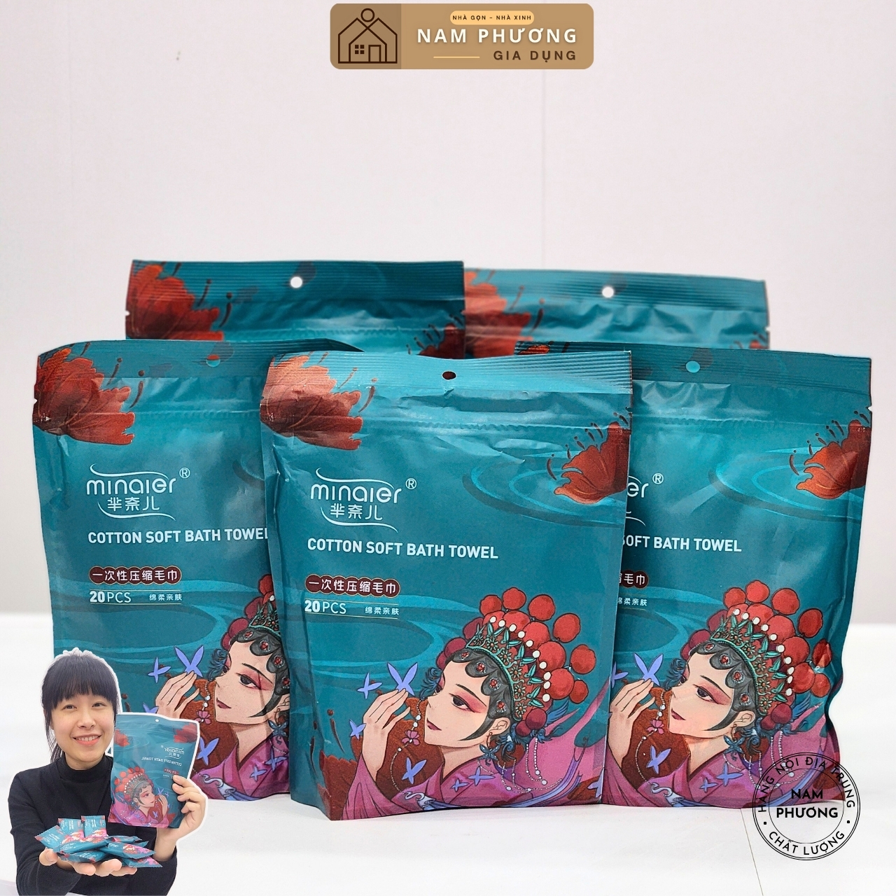 Khăn Nén Du Lịch Minaier Gói 20 Chiếc 24 x 30cm Nhỏ Gọn Tiện Lợi Mềm Êm K75