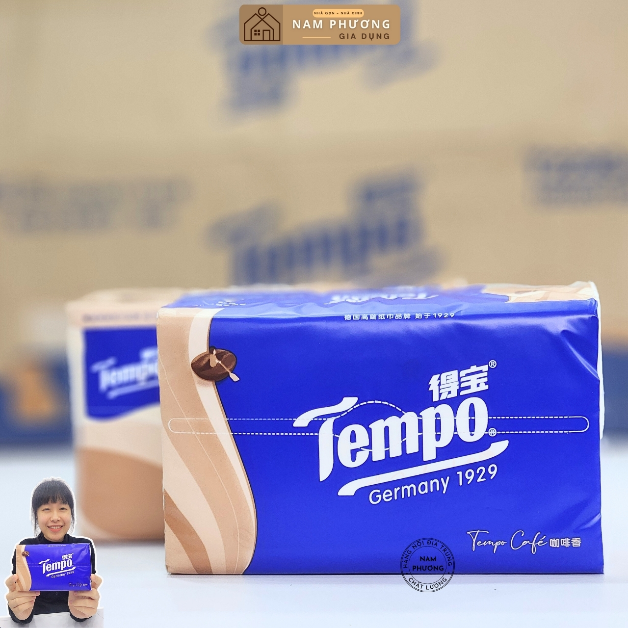 [Thùng 18 Gói] Khăn Giấy Rút Cao Cấp 4 lớp Tempo Thương Hiệu Đức 1929 K32