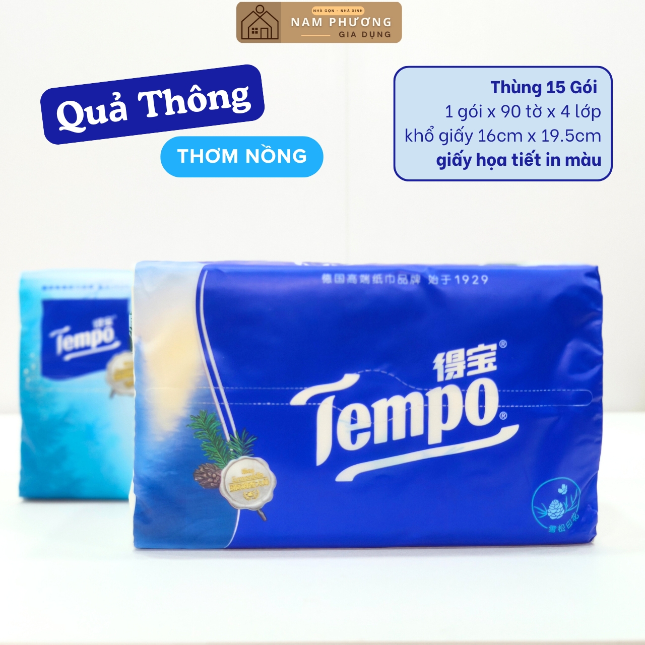[Thùng 18 Gói] Khăn Giấy Rút Cao Cấp 4 lớp Tempo Thương Hiệu Đức 1929 K32