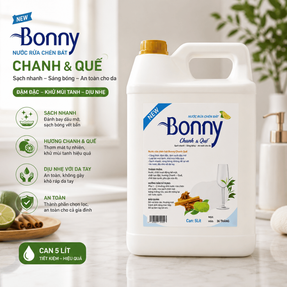 Can nước rửa chén Bonny