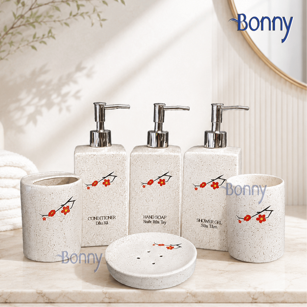 Bình dáng vuông hoa đào size đại 500ml