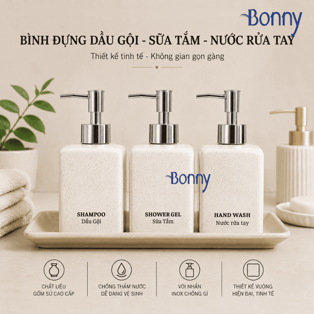 Bình dáng vuông cát trắng 300ml