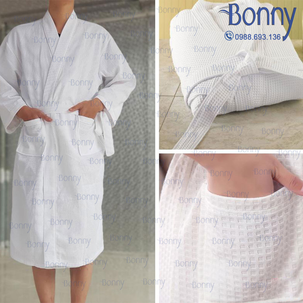 Áo choàng tắm trắng 100% cotton hàng A