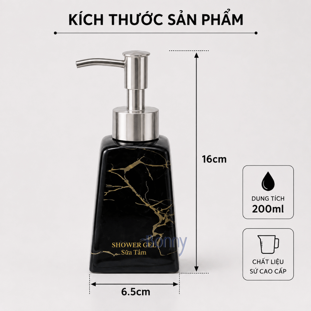 Bình dáng thang đen vân vàng kim 200ml