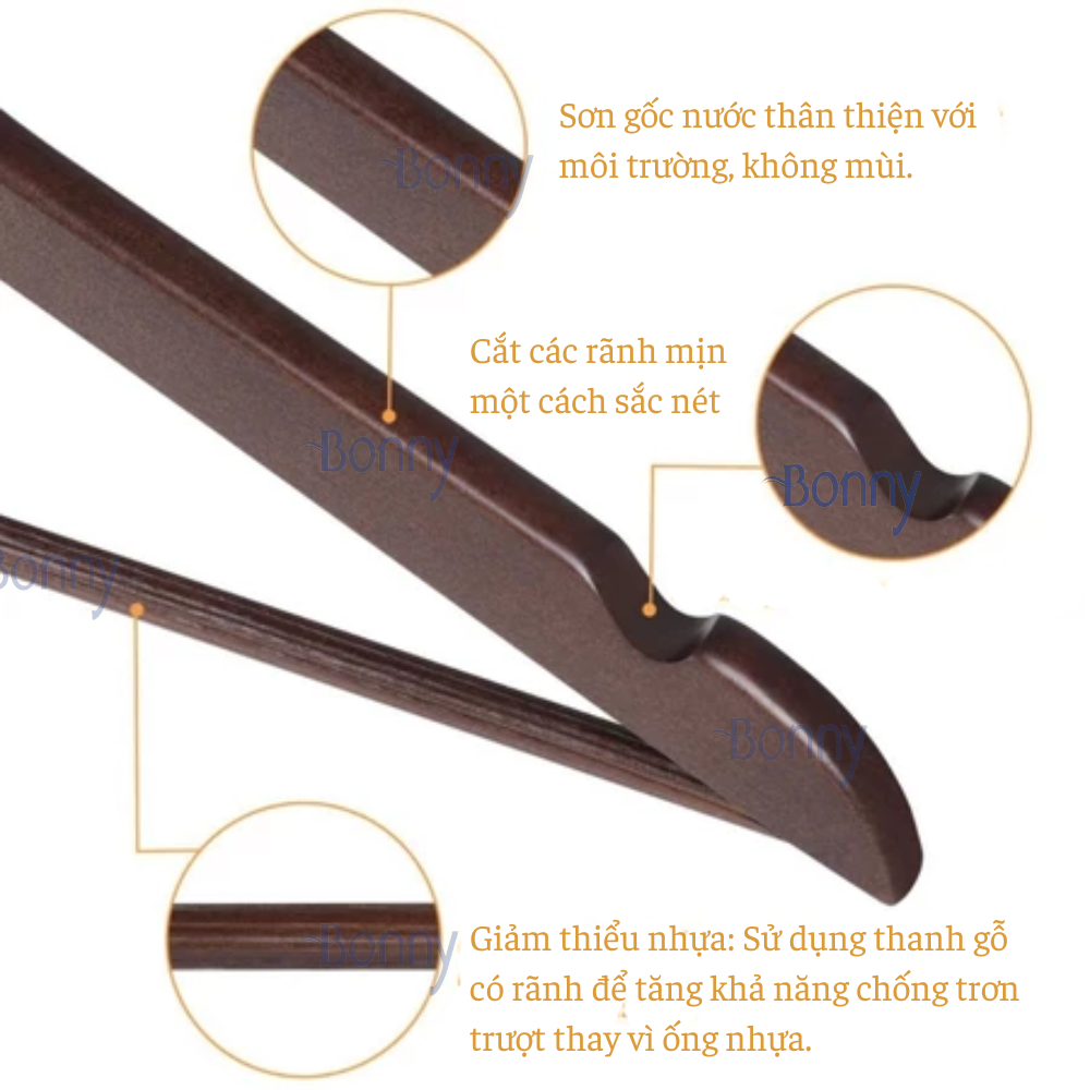 Combo 10 móc gỗ có thanh ngang  KT44.5x1.2 (MT06)