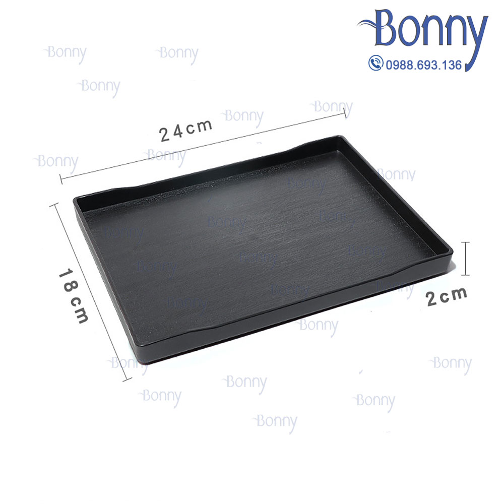 Khay nhựa vân gỗ đen Melamine