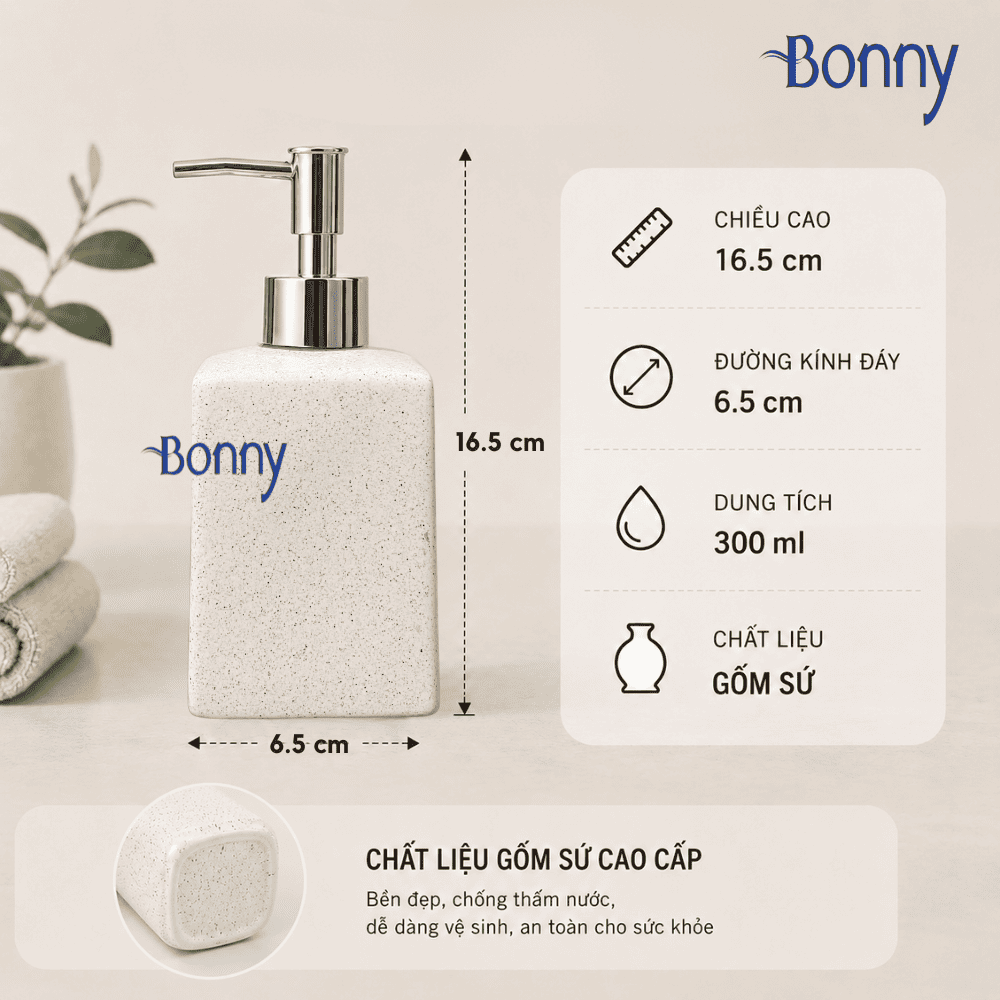 Bình dáng vuông cát trắng 300ml