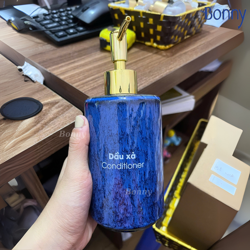 Bình trụ tròn men hỏa biến xanh đậm TT05-HBDAM 420ml