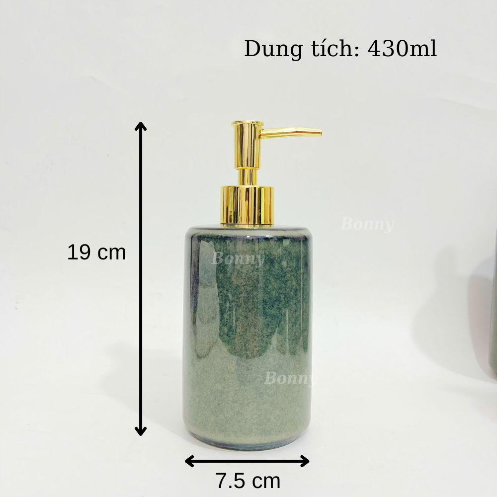 Bình trụ tròn men hỏa biến xanh đậm TT05-HBNHAT 420ml