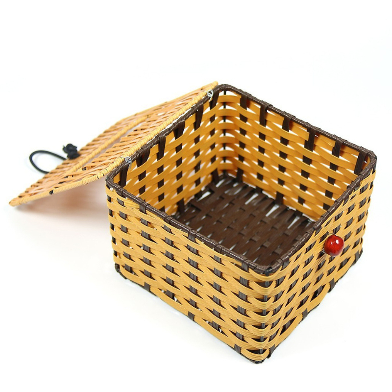 Combo 2 hộp đựng giấy vuông có nắp nhựa gỉả mây