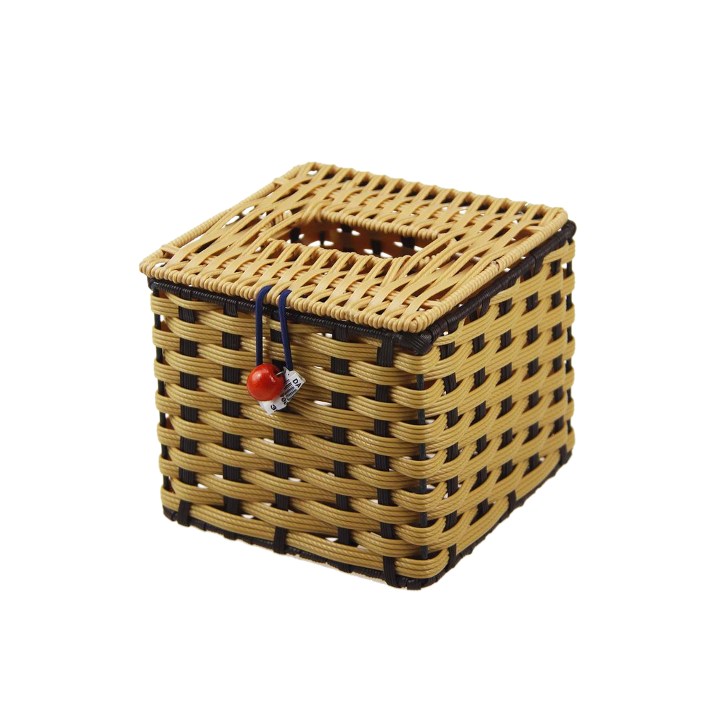 Combo 2 hộp đựng giấy vuông có nắp nhựa gỉả mây