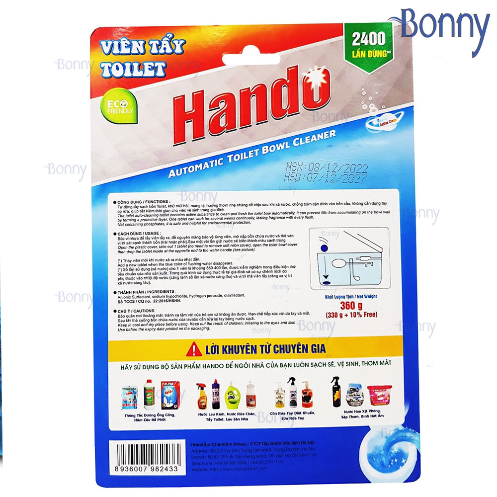 Viên thả bồn cầu khử mùi hôi Hando vỉ 6 viên
