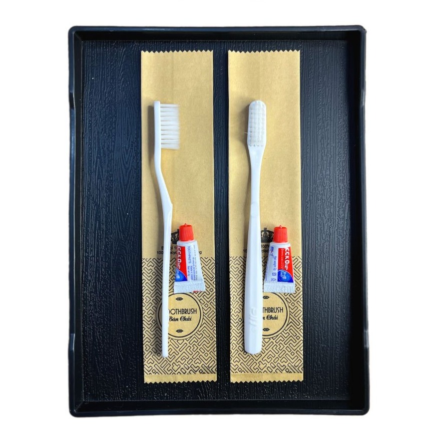 Bộ đồ dùng khách sạn Amelities túi giấy Kraft ruột nhựa bịch 100c