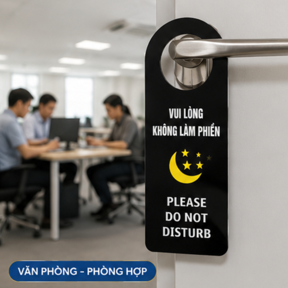 Thẻ treo phòng "Không làm phiền-Yêu cầu dọn phòng" chất liệu Mika