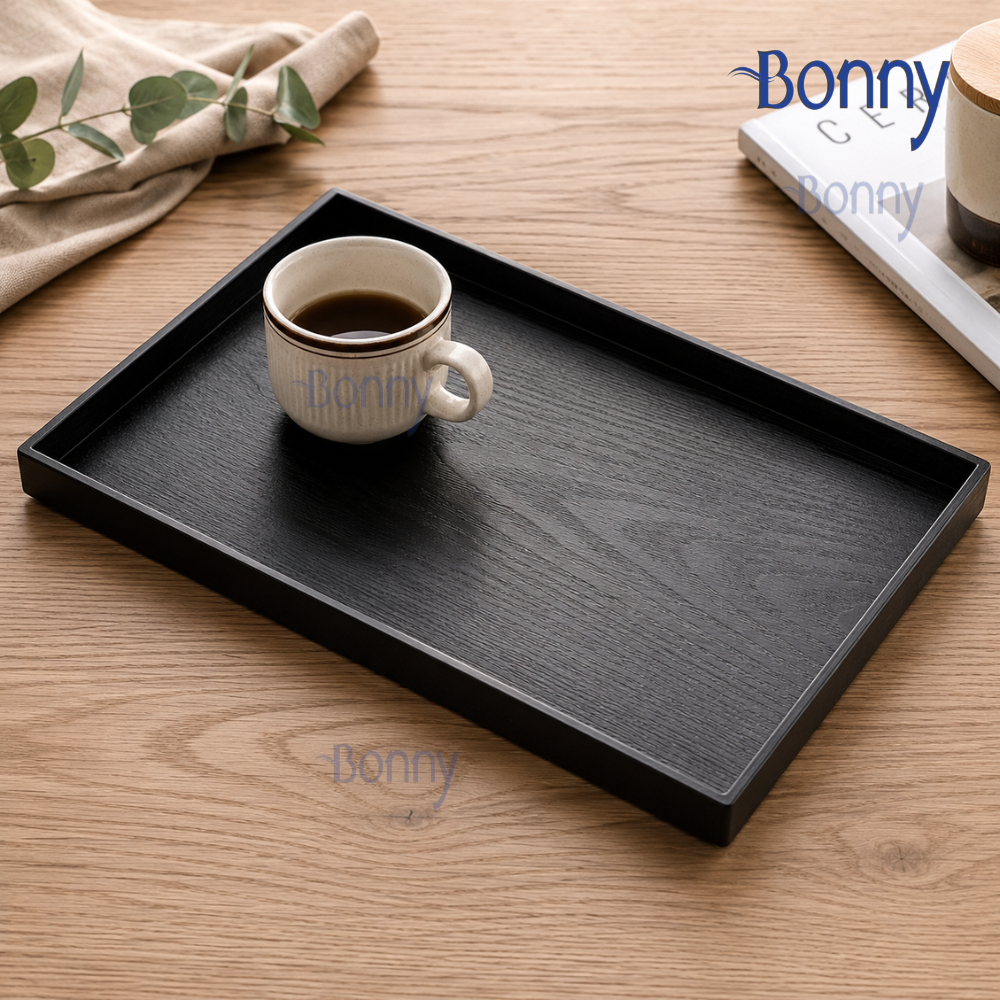 Khay nhựa vân gỗ đen Melamine