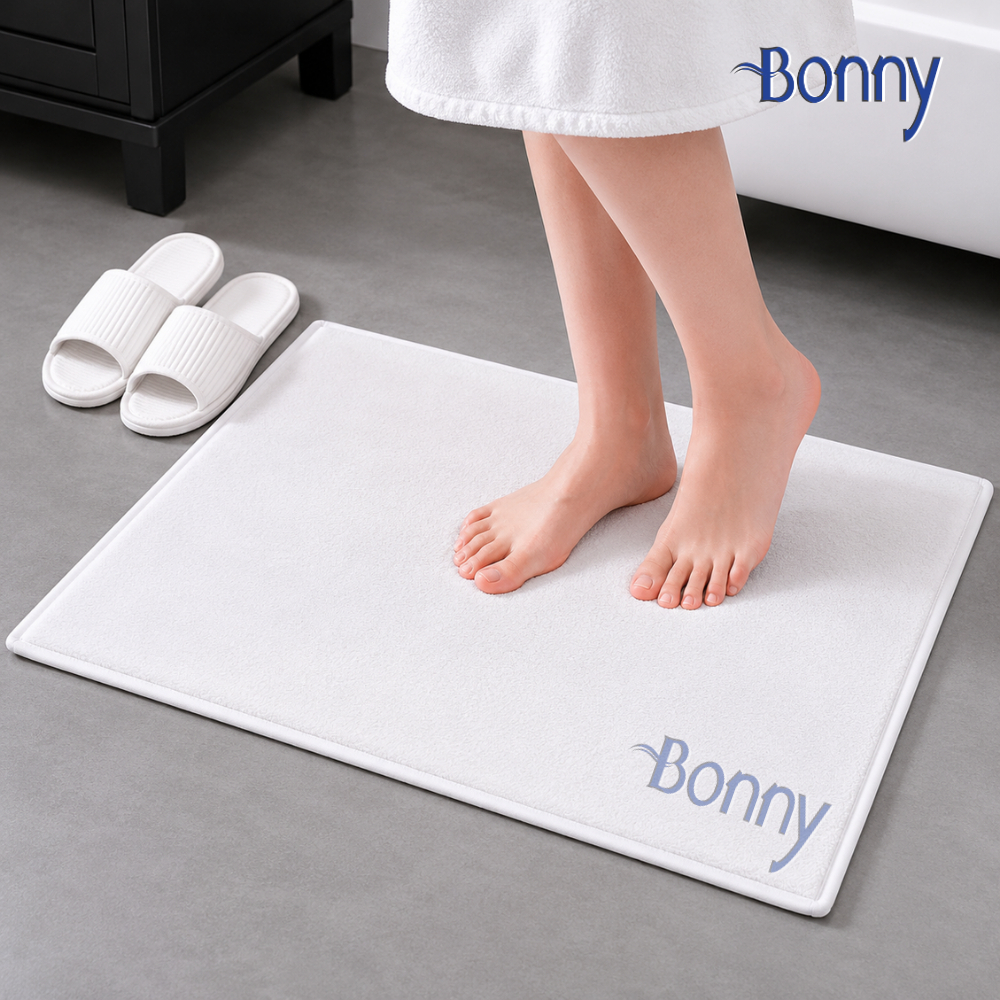 Thảm chân 100% cotton siêu thấm hút 45x65cm - Trắng