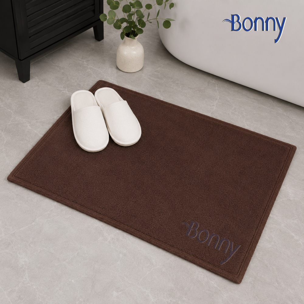 Thảm chân 100% cotton siêu thấm hút 45x65cm - Nâu