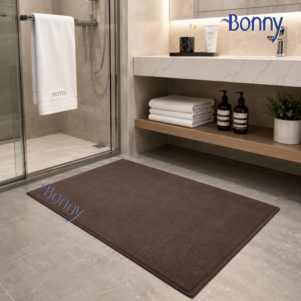 Thảm chân 100% cotton siêu thấm hút 45x65cm - Nâu