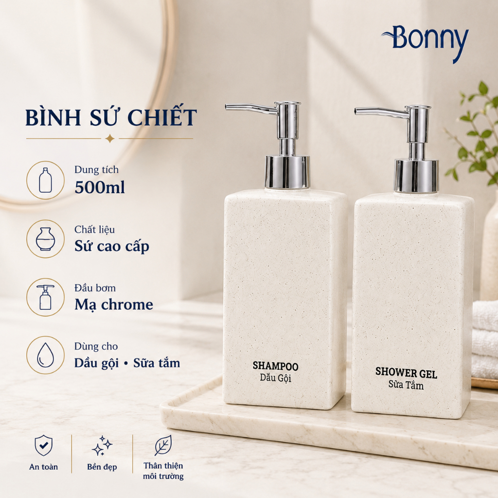 Bình dáng vuông cát trắng size đại 500ml