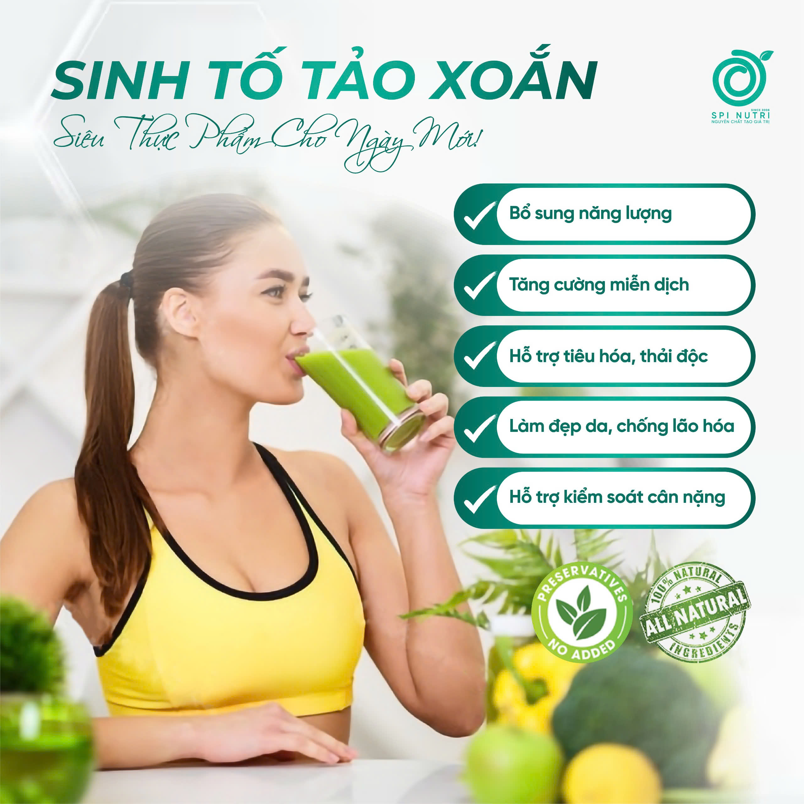 Lợi ích của sinh tố tảo xoắn cho sức khỏe hàng ngày