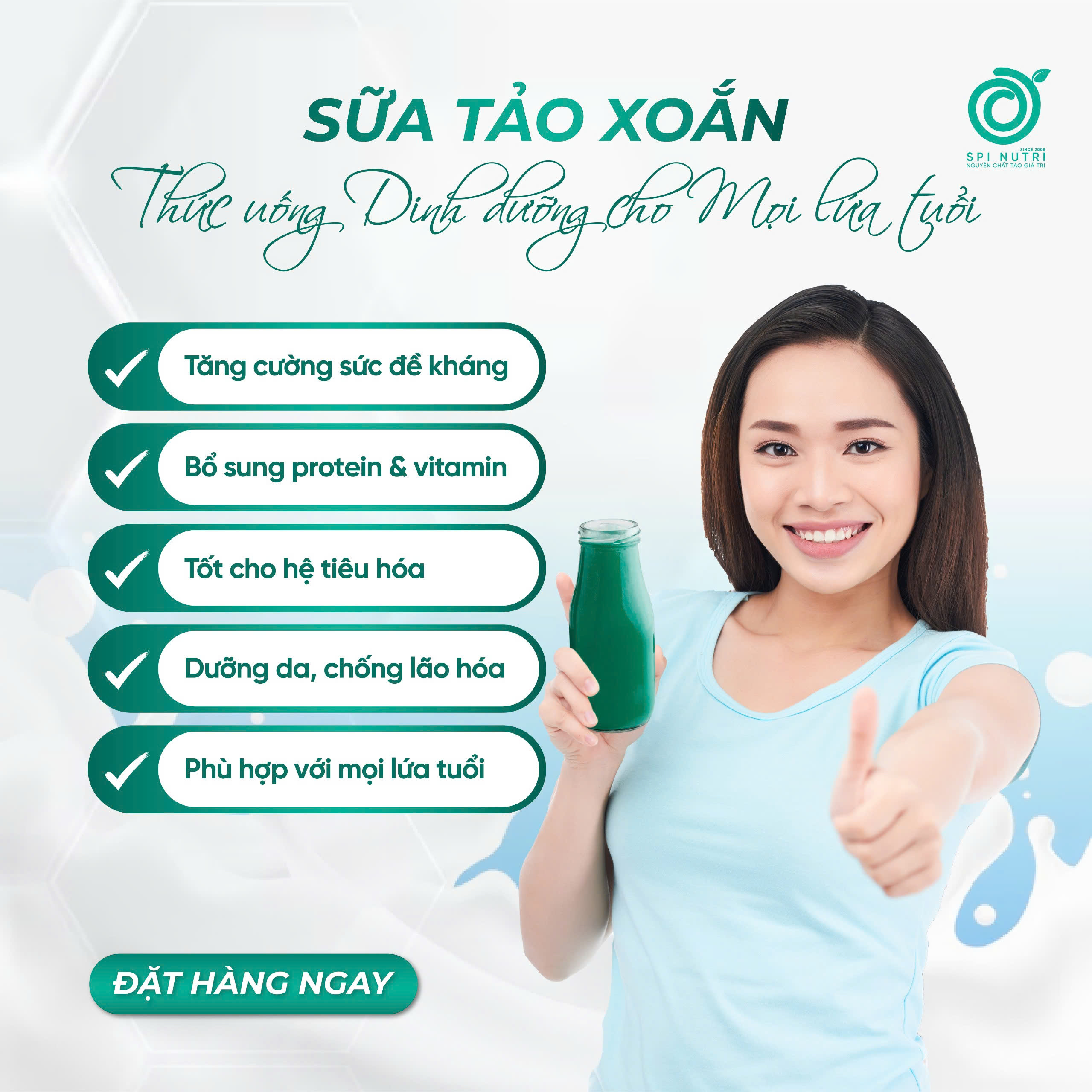 Sữa tảo xoắn – thức uống giàu dinh dưỡng cho mọi lứa tuổi.