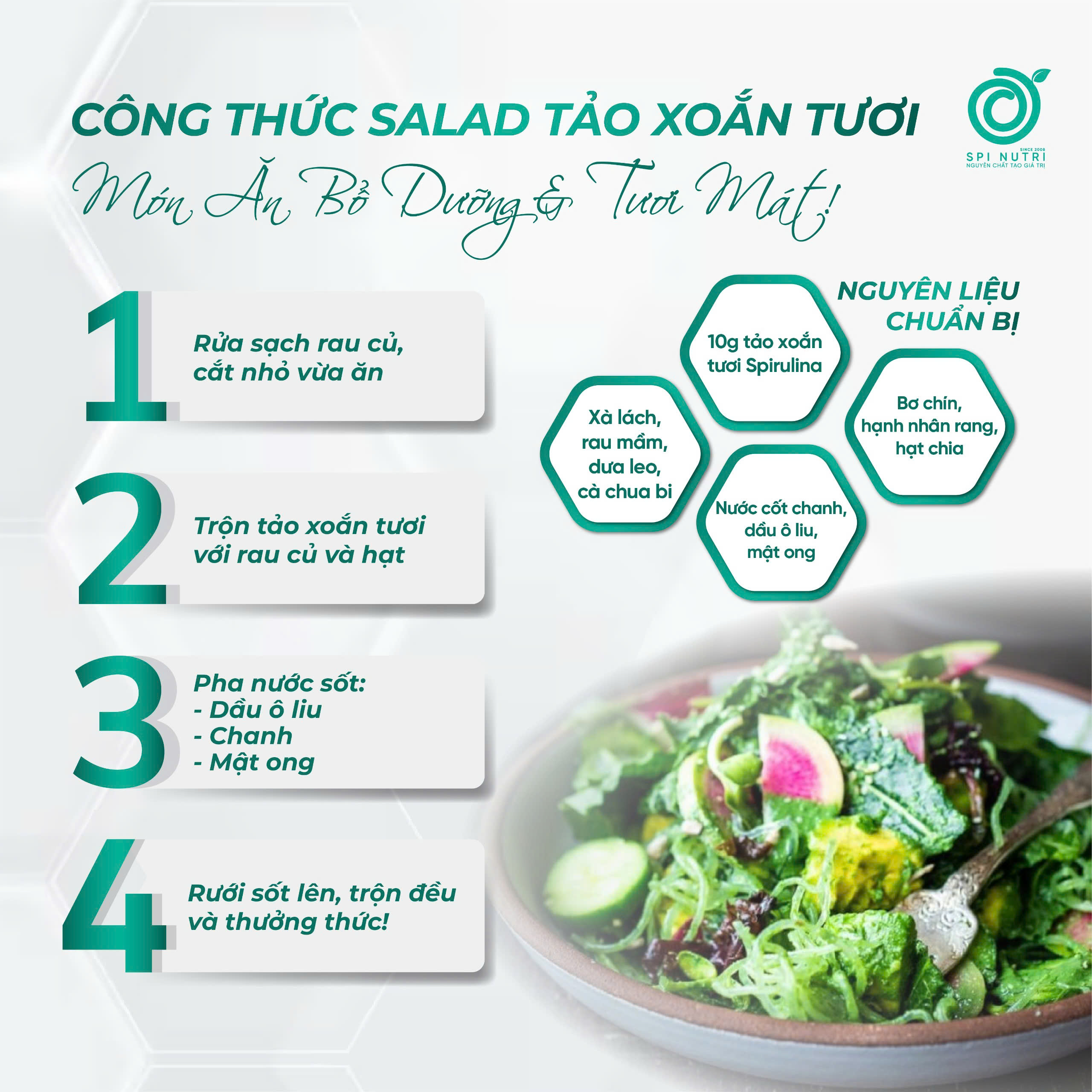 Công Thức Salad Tảo Xoắn Tươi Spirulina Với Rau Củ Mùa Xuân – Món Ăn Bổ Dưỡng Và Tươi Mát