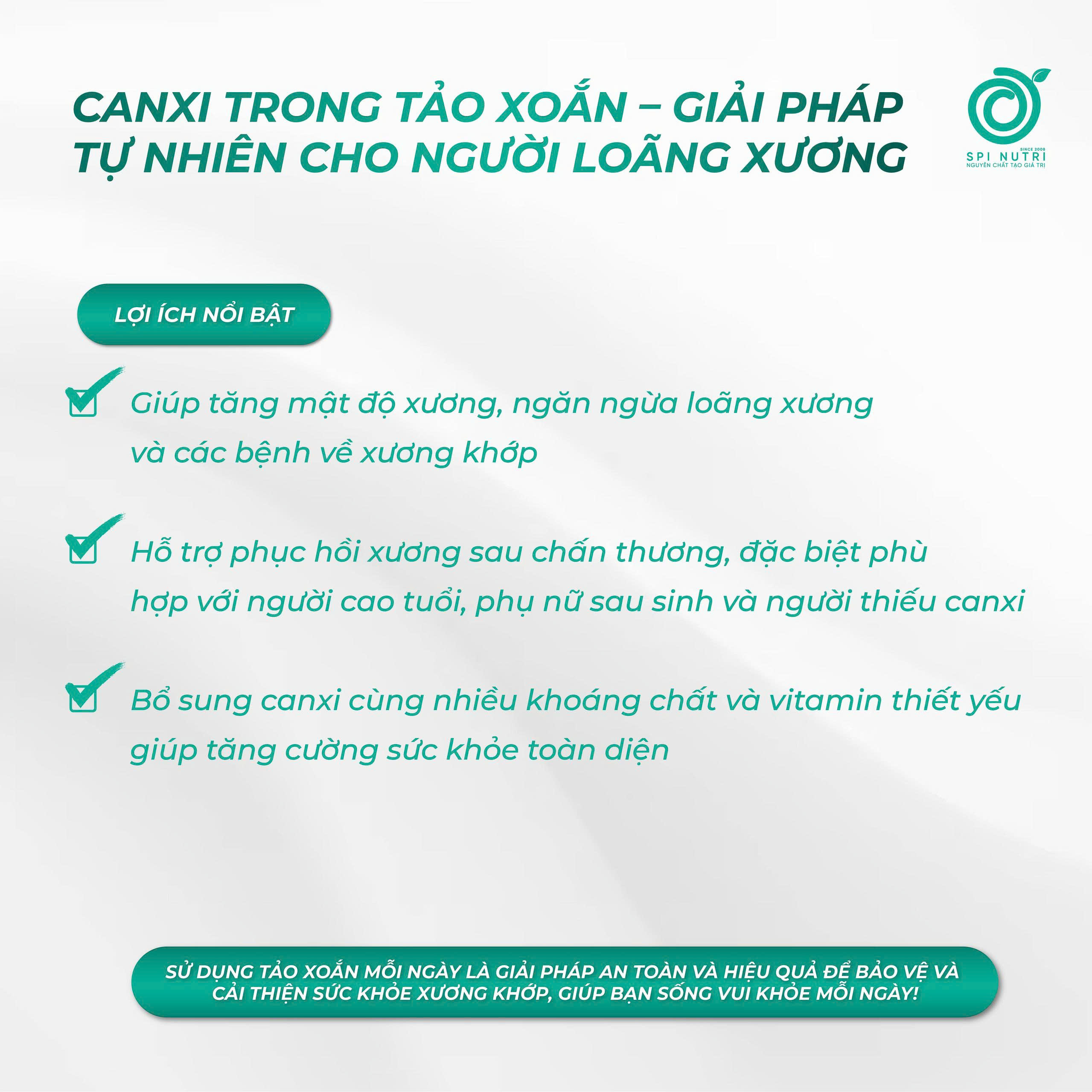 Canxi trong tảo xoắn – Giải pháp cho người loãng xương