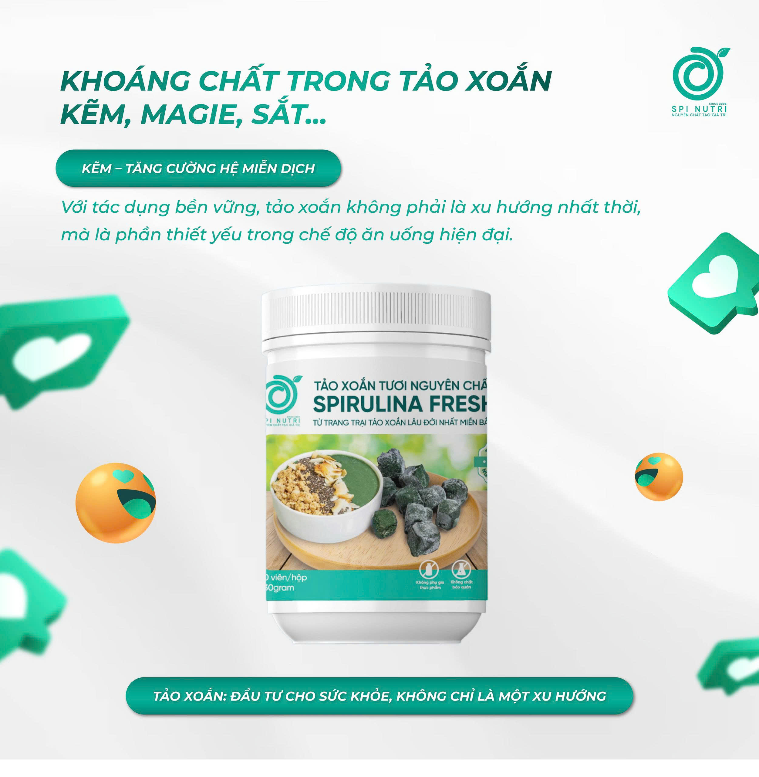 KHOÁNG CHẤT TRONG TẢO XOẮN – KẼM, MAGIE, SẮT...