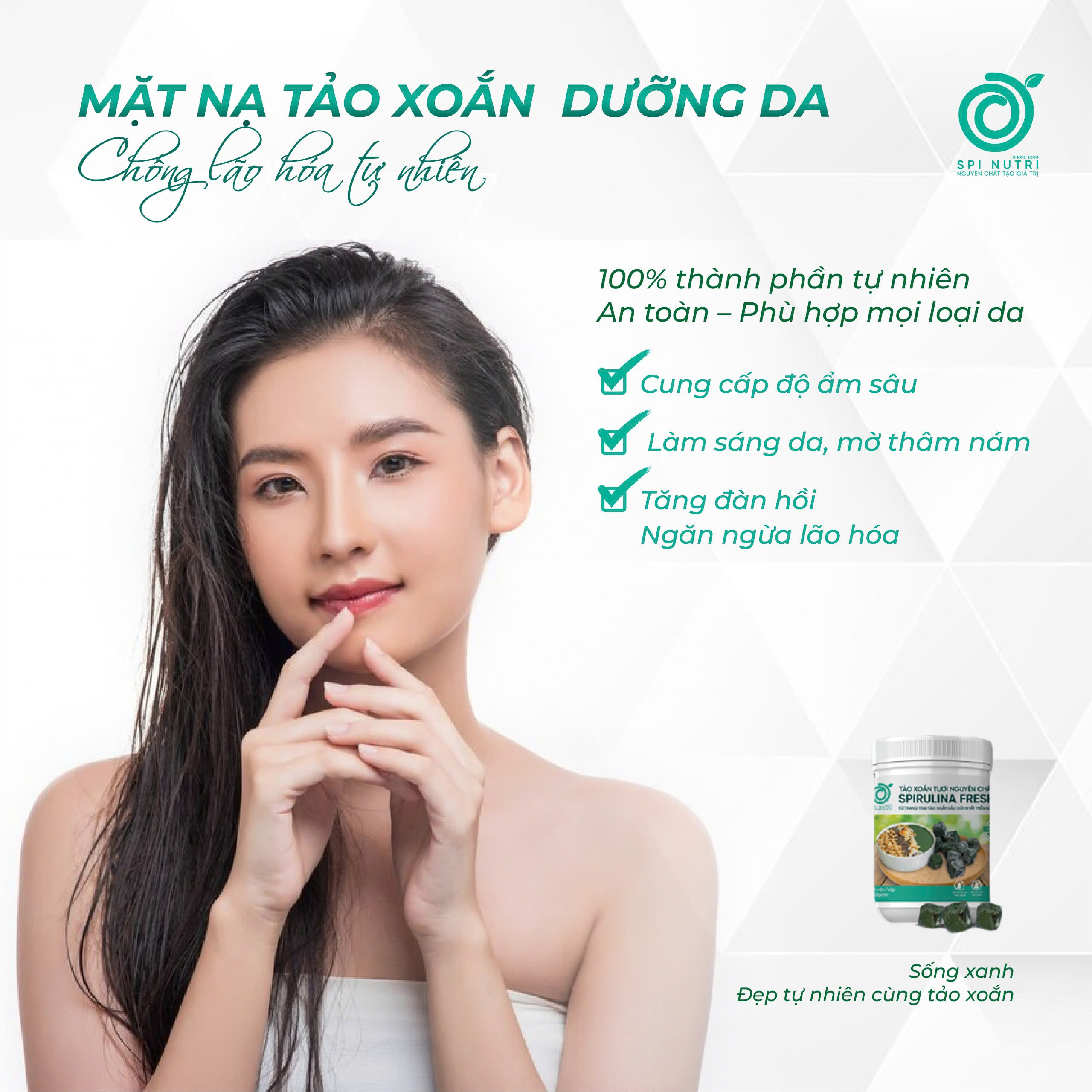 Mặt nạ tảo xoắn – Dưỡng da, chống lão hóa tự nhiên