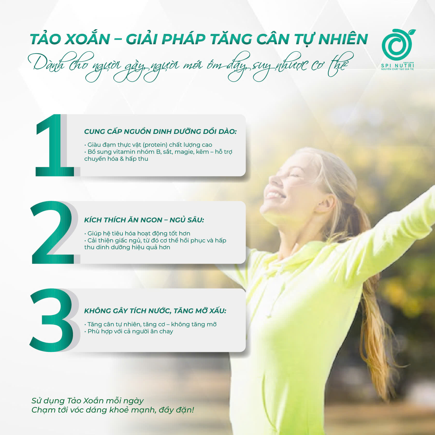 Tảo Xoắn Hỗ Trợ Tăng Cân Lành Mạnh Như Thế Nào?
