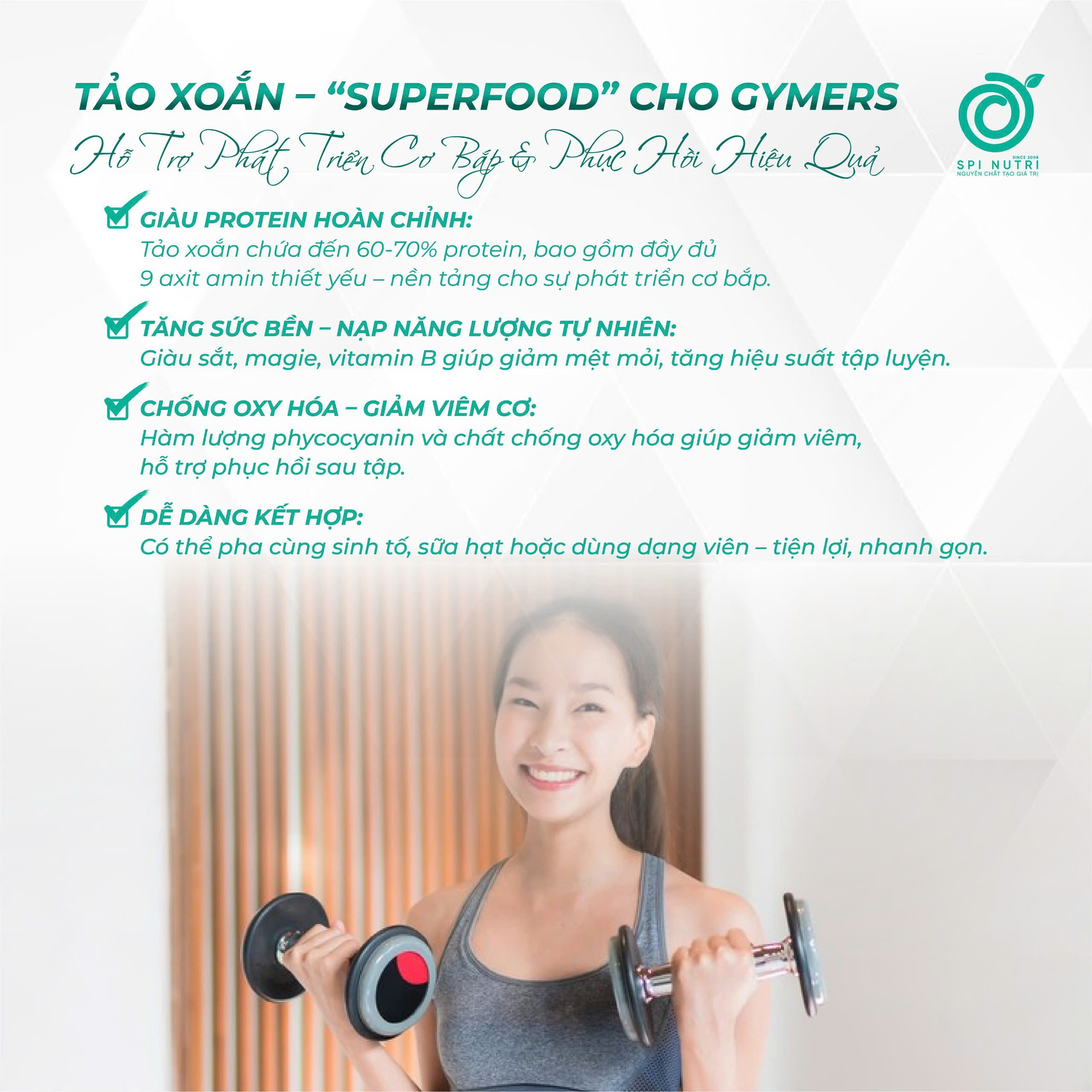 Tảo Xoắn – “Superfood” Hỗ Trợ Phát Triển Cơ Bắp & Phục Hồi Cho Người Tập Gym