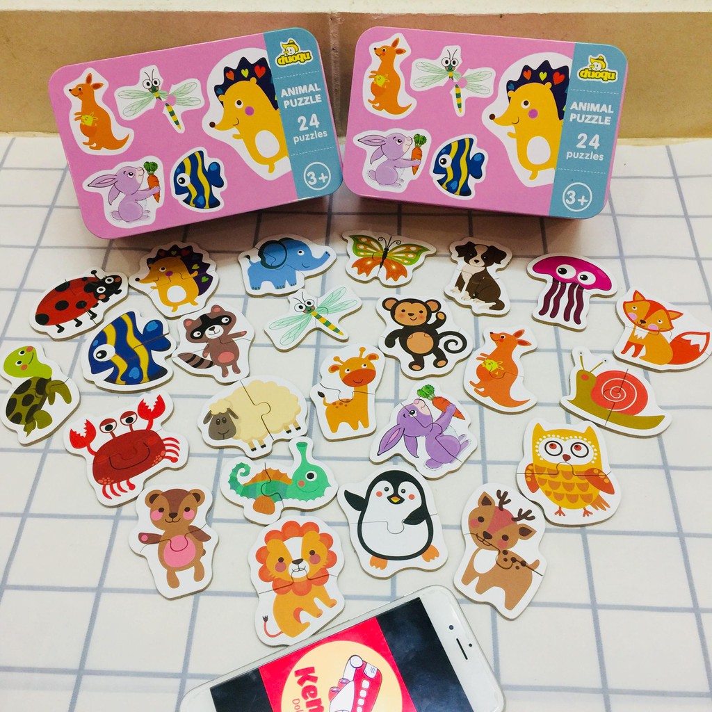 Ghép hình puzzle hộp thiếc LOẠI ĐẸP