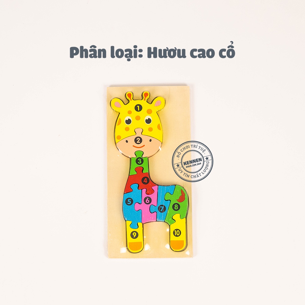 Ghép hình puzzle 3D cho bé từ 3 tuổi level 2 miếng chữ nhật LOẠI ĐẸP