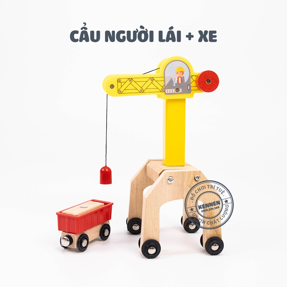 Mô hình cần cẩu gỗ có nam châm [tặng kèm xe có thể hút]