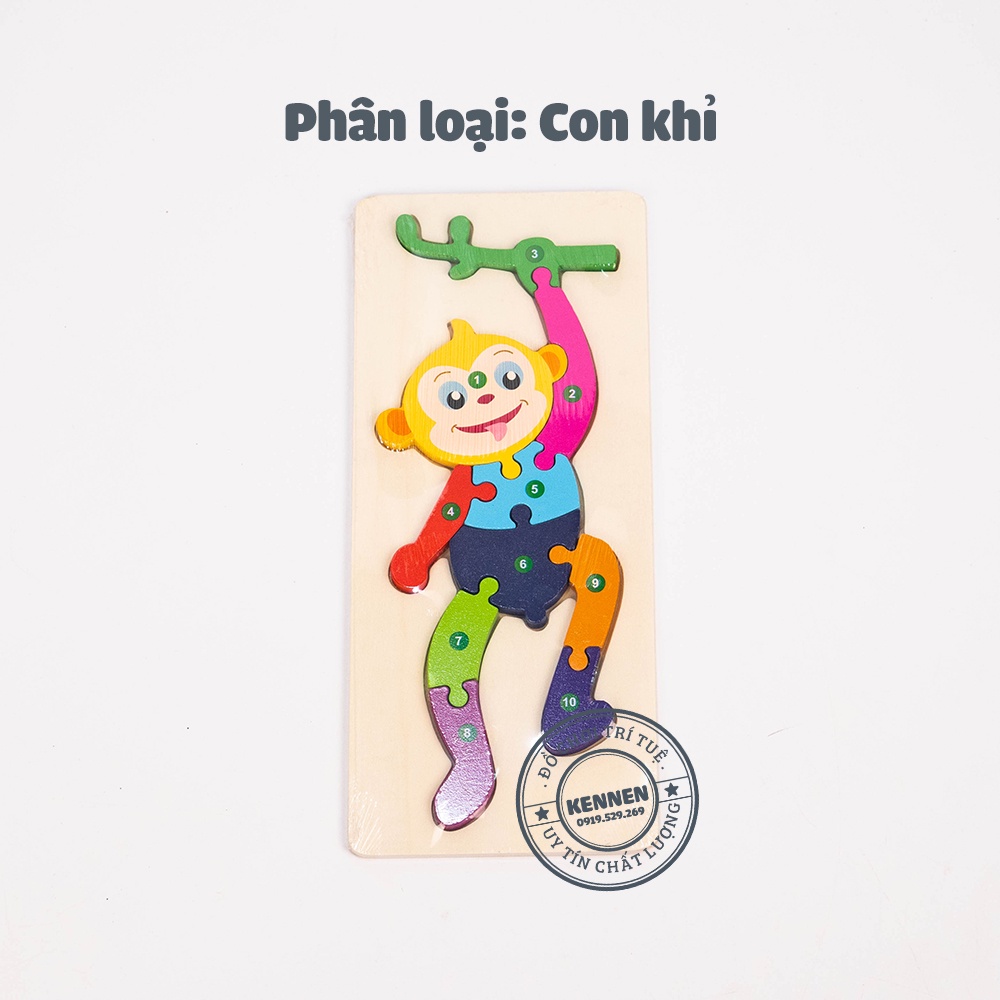 Ghép hình puzzle 3D cho bé từ 3 tuổi level 2 miếng chữ nhật LOẠI ĐẸP