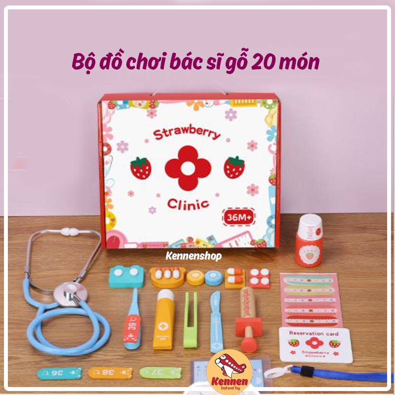 Bộ đồ chơi bác sĩ gỗ 20 món bền đẹp cho bé