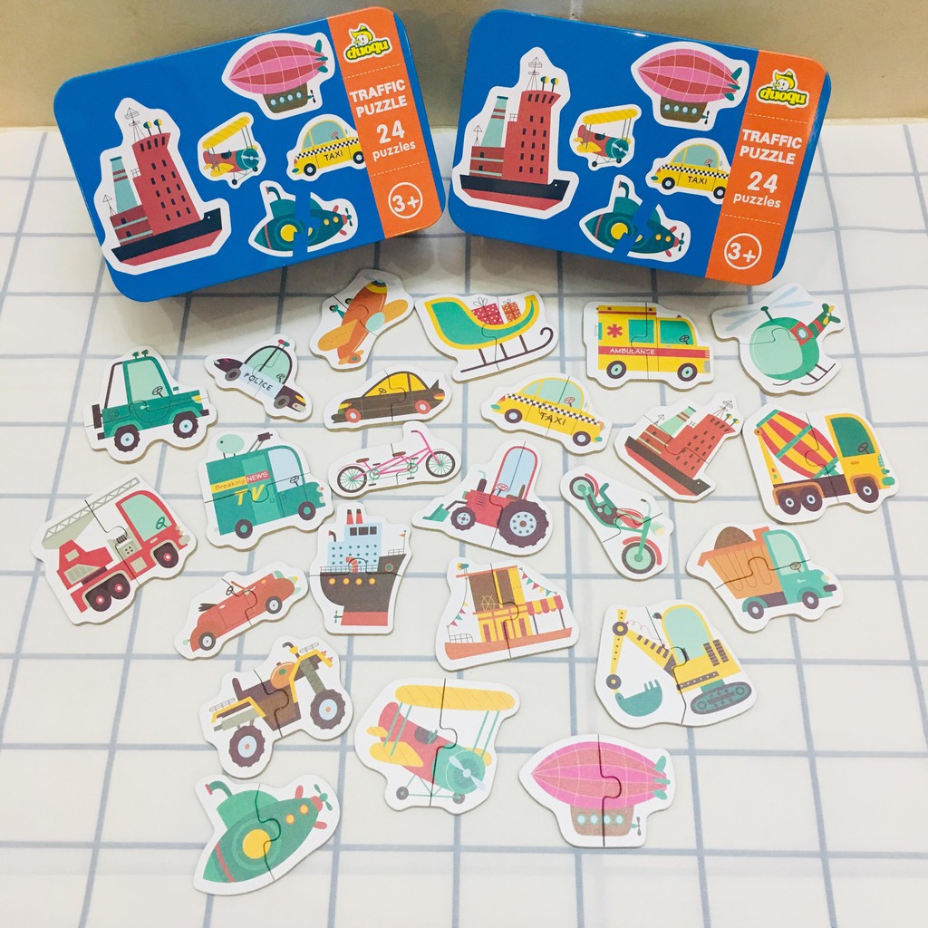 Ghép hình puzzle hộp thiếc LOẠI ĐẸP