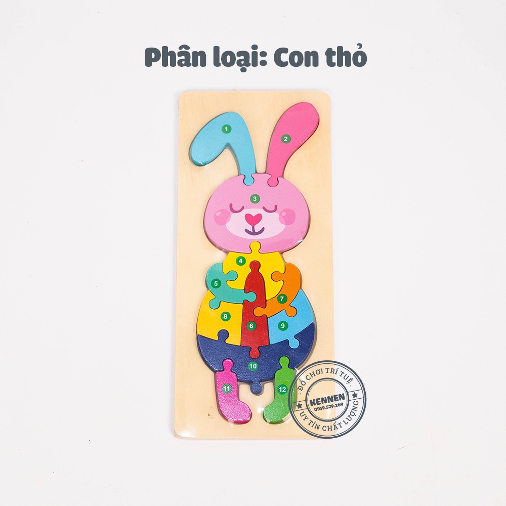 Ghép hình puzzle 3D cho bé từ 3 tuổi level 2 miếng chữ nhật LOẠI ĐẸP