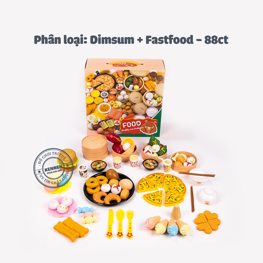 Bộ đồ chơi nấu ăn dimsum fastfood BBQ 88 chi tiết xịn đẹp