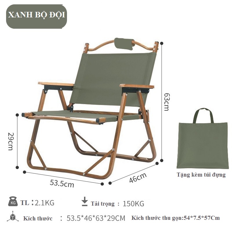Ghế gấp gọn Xách Tay Kaki GH002