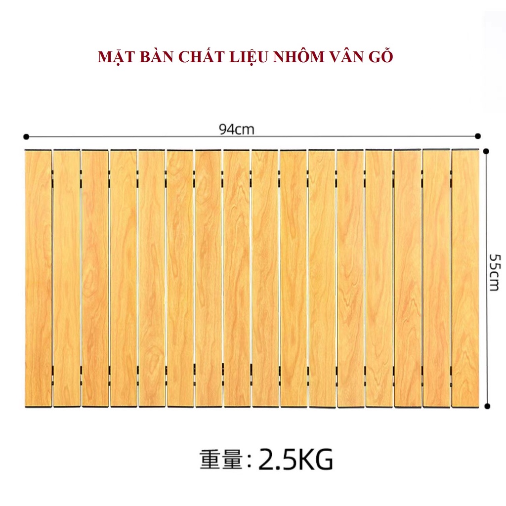 Xe kéo dã ngoại gấp gọn gồm mặt bàn.