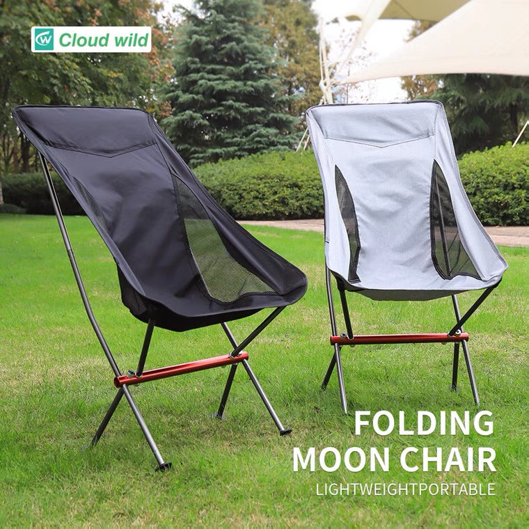 Ghế dã ngoại có tựa đầu Portable Folding Chair Màu Đen