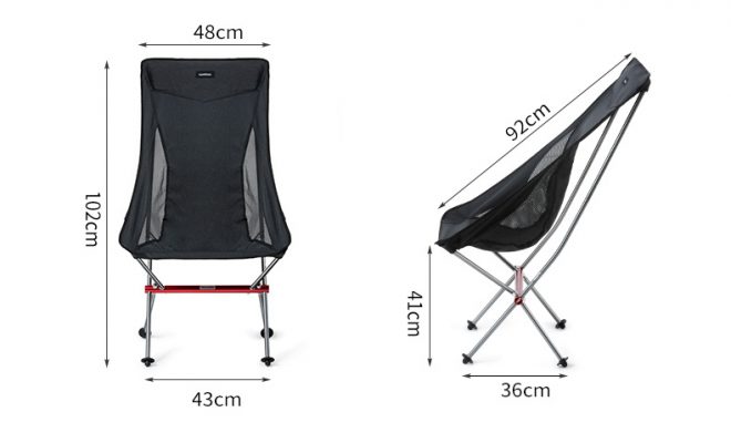 Ghế dã ngoại có tựa đầu Portable Folding Chair Màu Đen